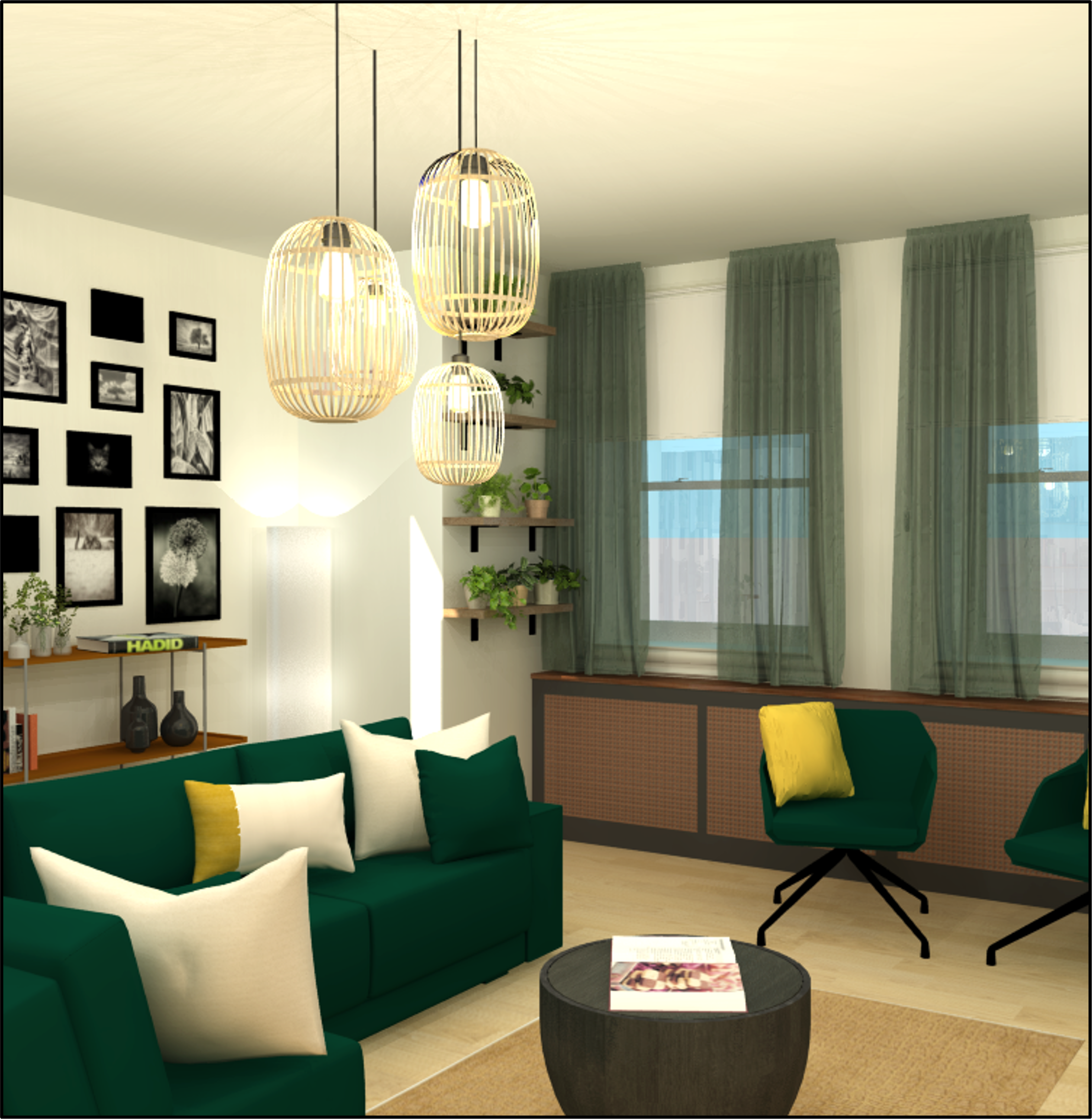 D – Projet de salon contemporain et chaleureux